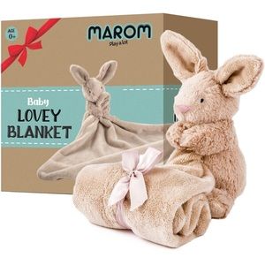 NWT Marom Baby Lovey Blanket Bunny Tan Brown